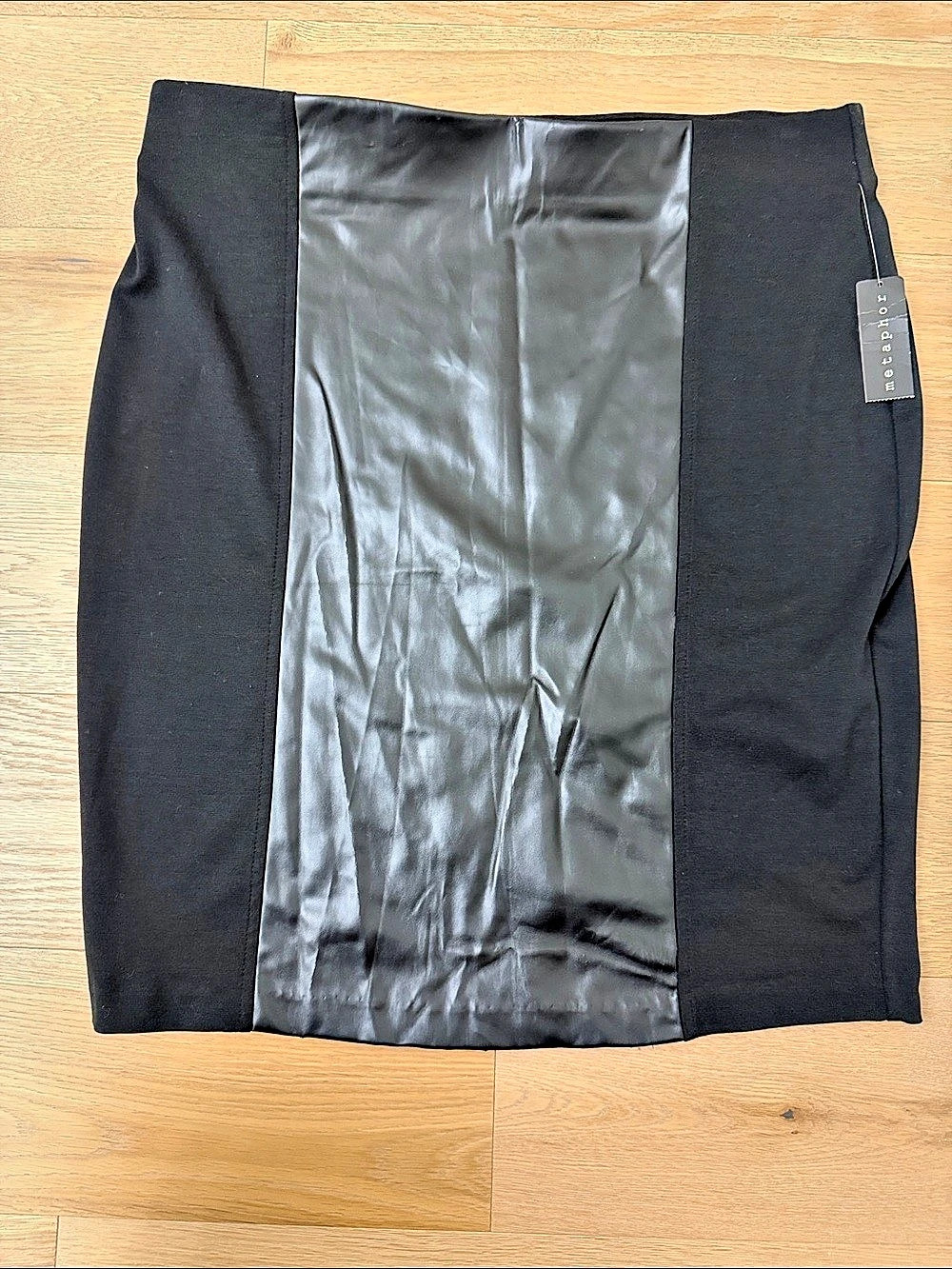 Missy Ponte PU Panel Skirt Mini Skirt in Black Size XL NWT